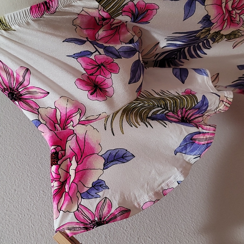 e. Luna OFF SHOULDER FLORAL PRINT SHORT BELL SLEEVE PEASANT TOP BLOUSE SHIRT 3X - Picture 5 of 10